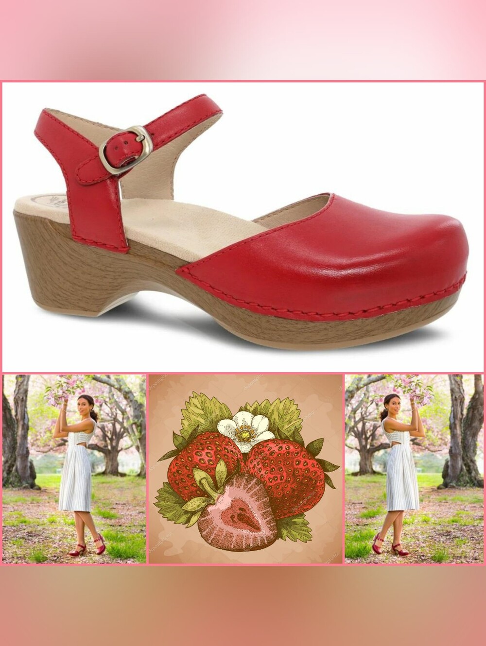 RED Sam Dansko Clog Sandals Slingback Mary Jane Burnished Cottage Boho Prairie♡